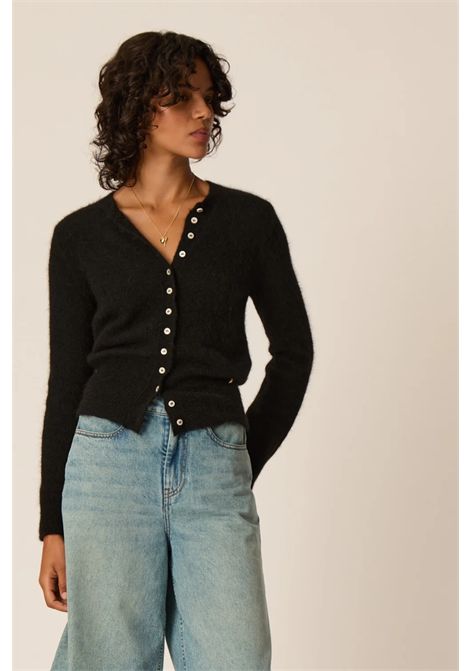 Des Petits Hauts Women's Betty Black Fitted Superfine Alpaca Cardigan Des Petits Hauts |  | 1H26003809000